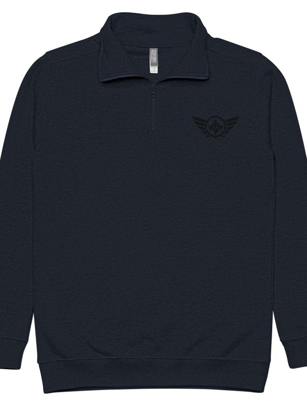 Black Embroidered Logo 1/4 Zip Fleece Pullover | Premium | 2-3X