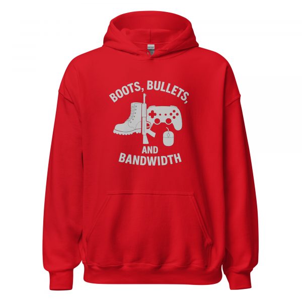unisex-heavy-blend-hoodie-red-front-68b767f17912c.jpg Boots, Bullets, and Bandwidth Hoodie | Classic | XS-XL