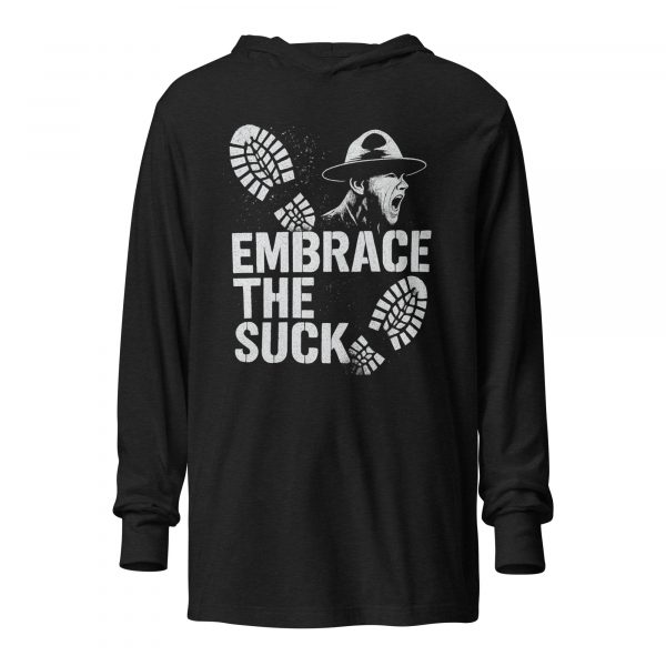 unisex-hooded-long-sleeve-tee-charcoal-black-triblend-front-68b6876de7fbc.jpg Embrace The Suck Hooded Long Sleeve | Premium Lightweight | S-XL