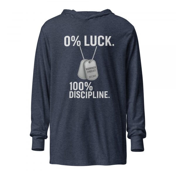 unisex-hooded-long-sleeve-tee-heather-navy-front-68b6856279c4b.jpg 0% Luck 100% Discipline Hooded Long Sleeve | Premium Lightweight | S-XL