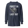 unisex-hooded-long-sleeve-tee-heather-navy-front-68c181e78fe92.jpg First In Last Out Hooded Long Sleeve | Premium Lightweight | 2X