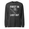 unisex-long-sleeve-tee-dark-grey-heather-front-68b67c4039cdc.jpg First In First Out Long Sleeve | Select | XS-XL