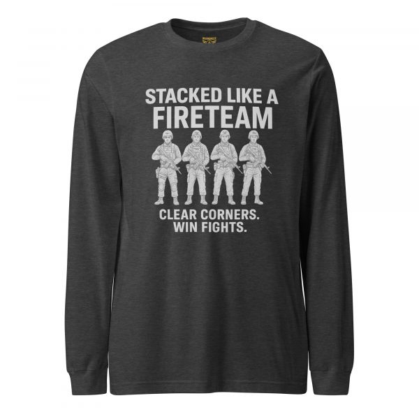 unisex-long-sleeve-tee-dark-grey-heather-front-68b67cb813cc4.jpg Stacked Like A Fireteam Long Sleeve | Select | XS-XL