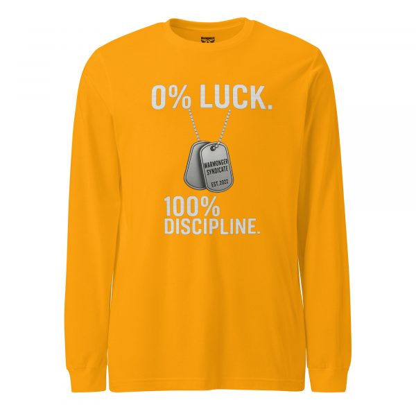 unisex-long-sleeve-tee-gold-front-68c17c0be9573.jpg 0% Luck 100% Discipline Long Sleeve | Select | 2X