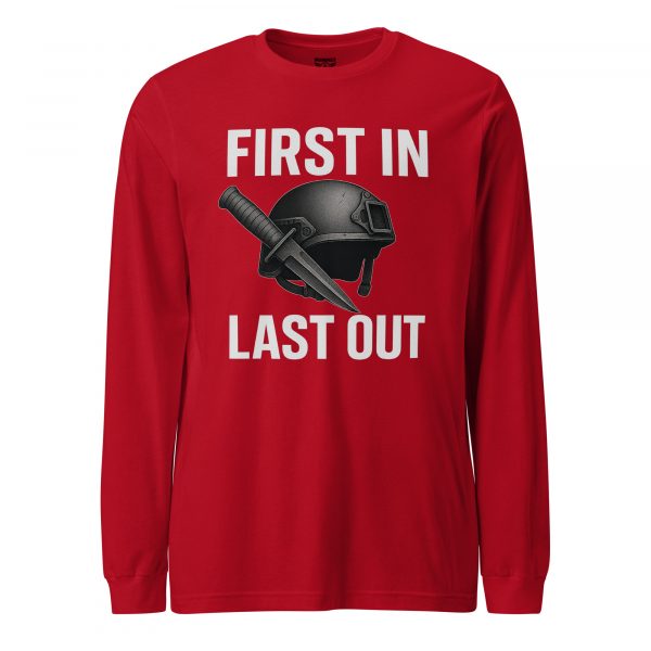 unisex-long-sleeve-tee-red-front-68b67c40353c6.jpg First In First Out Long Sleeve | Select | XS-XL