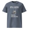 unisex-organic-cotton-t-shirt-dark-heather-blue-front-68b54d71c9075.jpg 0% Luck 100% Discipline Tee | Organic | S-XL