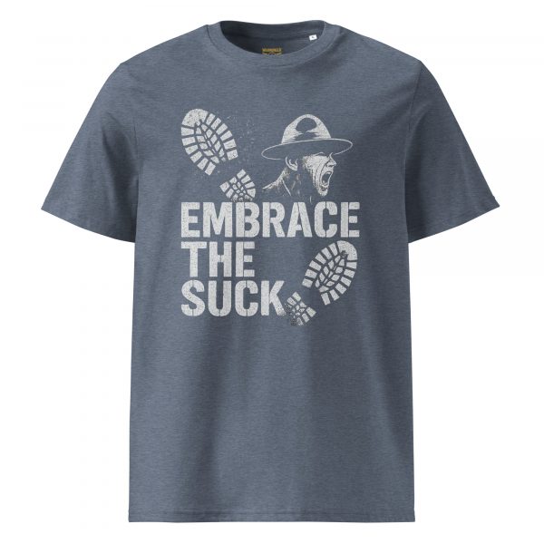unisex-organic-cotton-t-shirt-dark-heather-blue-front-68bf39e7f3c46.jpg Embrace The Suck Tee | Organic | 2-5X