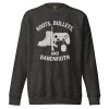 unisex-premium-sweatshirt-charcoal-heather-front-68b7ad69bde42.jpg Boots, Bullets, and Bandwidth Crewneck | Premium | S-XL