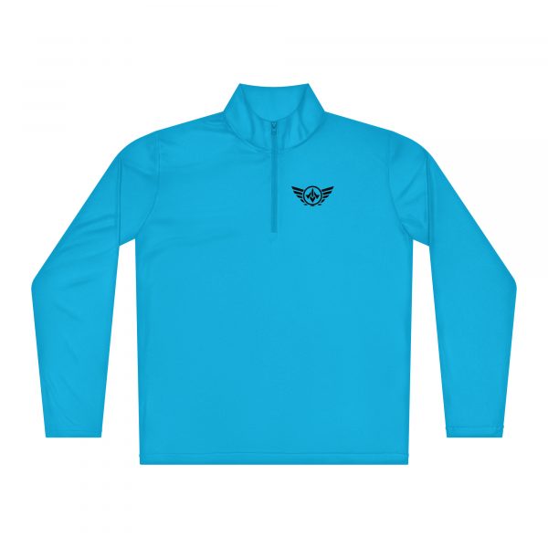 unisex-quarter-zip-pullover-atomic-blue-front-68b7bc0f4d7a1.jpg Black Logo Lightweight 1/4 Zip Pullover | Select | XS-XL