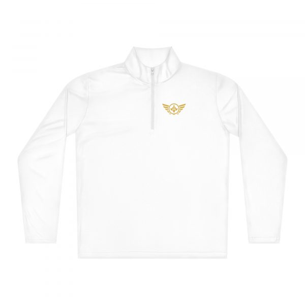 unisex-quarter-zip-pullover-white-front-68b7bca7008a1.jpg Gold Logo Lightweight 1/4 Zip Pullover | Select | XS - XL