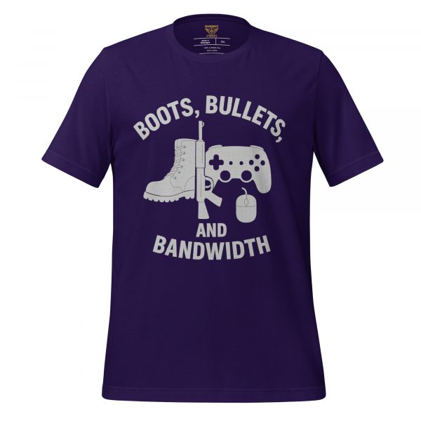 unisex-staple-t-shirt-team-purple-front-68bdf78fe4f6c.jpg Boots, Bullets, and Bandwidth | Select | 2-5X