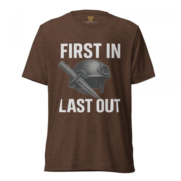 unisex-tri-blend-t-shirt-brown-triblend-front-68b5d390d4862.jpg First In Last Out Tee | Premium Lightweight | XS-XL