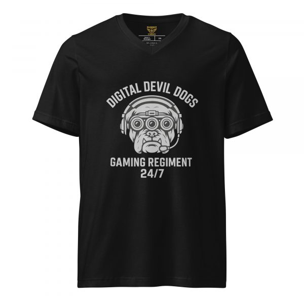 unisex-v-neck-tee-black-front-68c0baf3010ba.jpg Digital Devil Dogs Tee | Premium V-Neck | 2X
