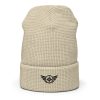 waffle-beanie-birch-front-2-68b9037e6f5aa.jpg Black Embroidered Logo Beanie | Waffle