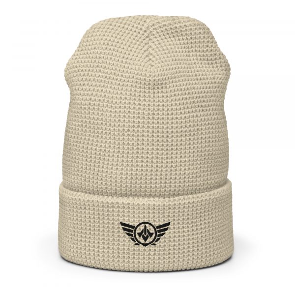 waffle-beanie-birch-front-2-68b9037e6f5aa.jpg Black Embroidered Logo Beanie | Waffle