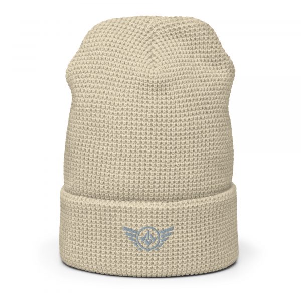 waffle-beanie-birch-front-2-68b903bd03a67.jpg Grey Embroidered Logo Beanie | Waffle