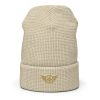 Old Gold Embroidered Logo Beanie | Waffle