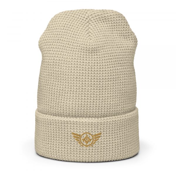 Old Gold Embroidered Logo Beanie | Waffle