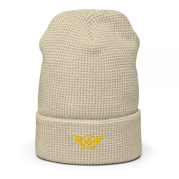 Gold Embroidered Logo Beanie | Waffle