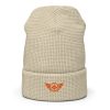 Orange Embroidered Logo Beanie | Waffle