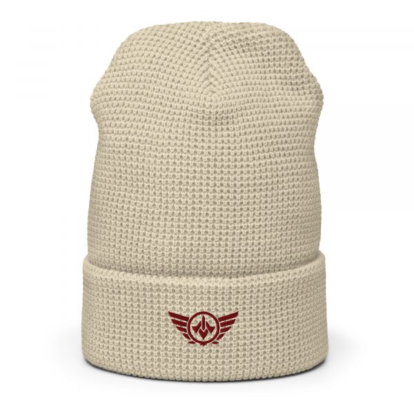 Maroon Embroidered Logo Beanie | Waffle