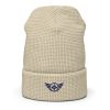 Navy Embroidered Logo Beanie | Waffle