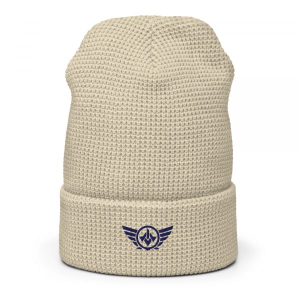 Navy Embroidered Logo Beanie | Waffle
