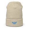 Aqua Embroidered Logo Beanie | Waffle