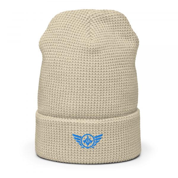 Aqua Embroidered Logo Beanie | Waffle