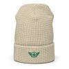 Kelly Green Embroidered Logo Beanie | Waffle