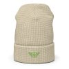 waffle-beanie-birch-front-2-68b908e687e99.jpg Kiwi Green Embroidered Logo Beanie | Waffle