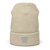 Grey Embroidered Brand Logo Beanie | Waffle