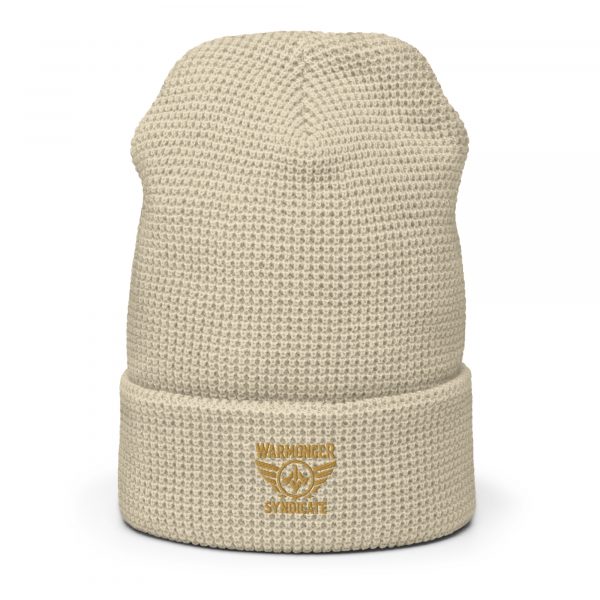 Old Gold Embroidered Brand Logo Beanie | Waffle