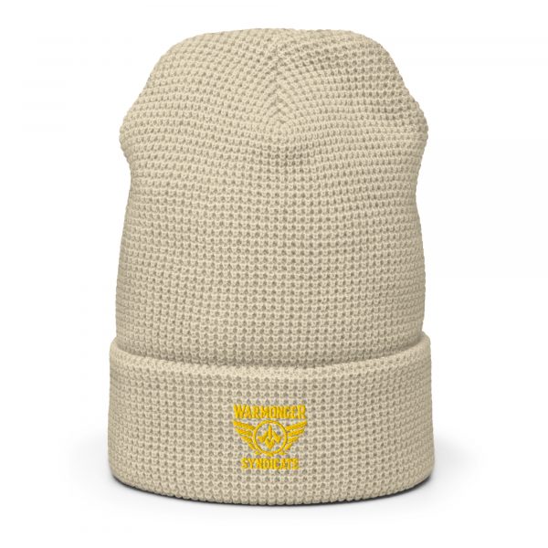 Gold Embroidered Brand Logo Beanie | Waffle