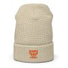 Orange Embroidered Brand Logo Beanie | Waffle