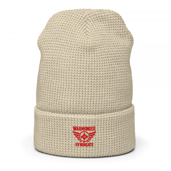 Red Embroidered Brand Logo Beanie | Waffle