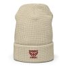 Maroon Embroidered Brand Logo Beanie | Waffle