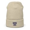 Navy Embroidered Brand Logo Beanie | Waffle