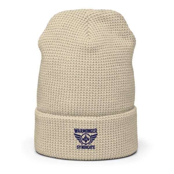 Navy Embroidered Brand Logo Beanie | Waffle