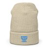 Aqua Embroidered Brand Logo Beanie | Waffle