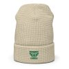 Kelly Green Embroidered Brand Logo Beanie | Waffle