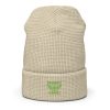 Kiwi Green Embroidered Brand Logo Beanie | Waffle