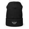 waffle-beanie-black-front-2-68b903bd02bd9.jpg Grey Embroidered Logo Beanie | Waffle