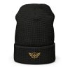 Old Gold Embroidered Logo Beanie | Waffle
