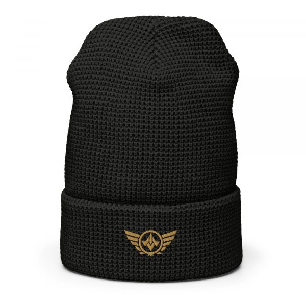 Old Gold Embroidered Logo Beanie | Waffle