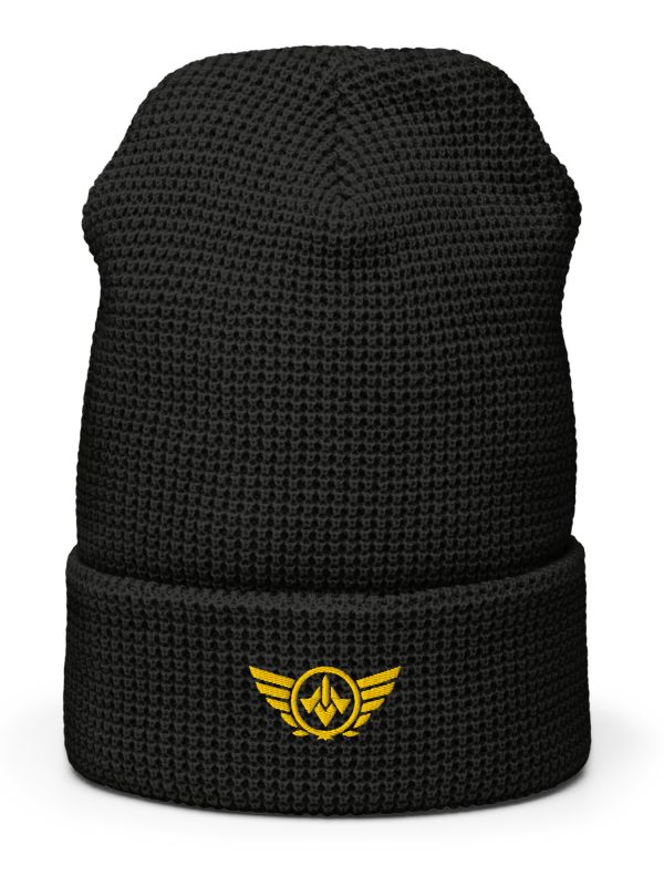 Gold Embroidered Logo Beanie | Waffle