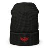 Red Embroidered Logo Beanie | Waffle