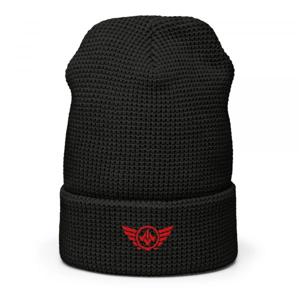 Red Embroidered Logo Beanie | Waffle