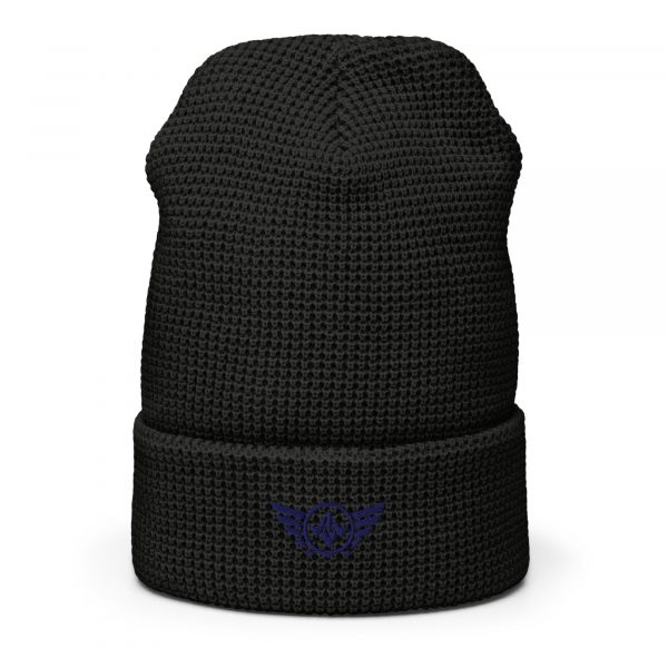 Navy Embroidered Logo Beanie | Waffle