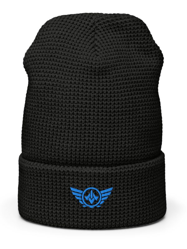 Aqua Embroidered Logo Beanie | Waffle